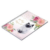 Siamese Cat Illustration Fleurs Girl Daily Journal (Côté gauche)