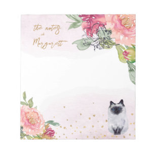 Siamese Cat Illustration Girl Daily Activity Notes Notitieblok