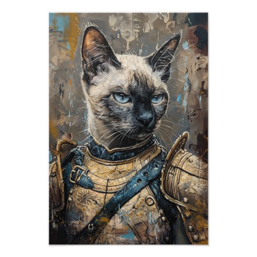 Siamese Cat in Armor Foto Afdruk (Voorkant)