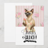 Siamese Cat is holding flower pink rose Bedankkaart (Voorkant / Achterkant)
