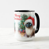 Siamese Cat Merry Christmas Coffee Mok Cup (Voorkant rechts)