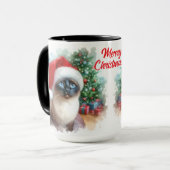 Siamese Cat Merry Christmas Coffee Mok Cup (Voorkant links)