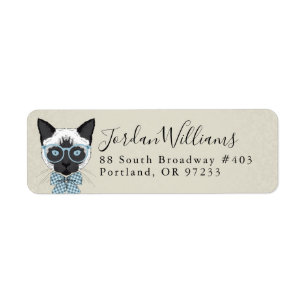 Siamese Cat Mode Smart   Jouw namen toevoegen Etiket