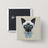 Siamese Cat Mode Smart Vierkante Button 5,1 Cm (Voorkant /achterkant)