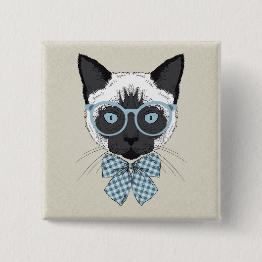 Siamese Cat Mode Smart Vierkante Button 5,1 Cm (Voorkant)