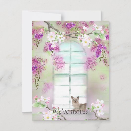 Siamese Cat New Address Notice Kaart Notitiekaartje (Voorkant)