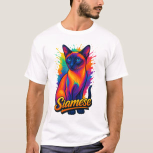 Siamese Cat Pop Art – Levendige Neon Street Style T-shirt