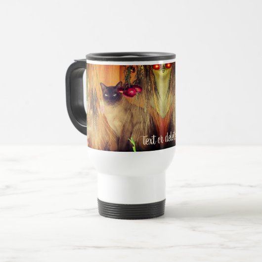 Siamese Cat Posing Personalized Reisbeker (Voorkant links)