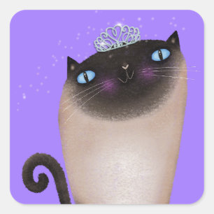 Siamese Cat Princess Vierkante Sticker