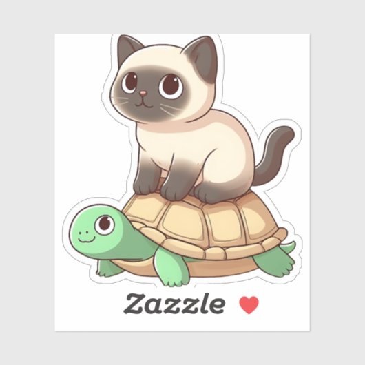 Siamese cat rides turtle Copy Sticker (Vel)