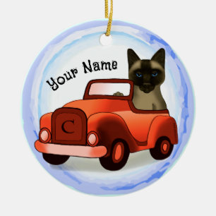 Siamese Cat Rijdende Auto ornament