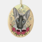 Siamese Cat Rozen aangepaste naam ornament (Rechts)
