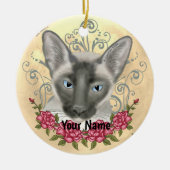 Siamese Cat Rozen aangepaste naam ornament (Voorkant)