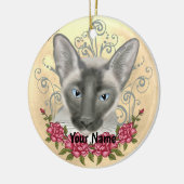 Siamese Cat Rozen aangepaste naam ornament (Links)