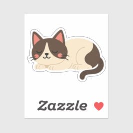 Siamese Cat Sleeping – Cream and Brown Cartoon Sticker