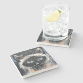 Siamese cat stenen onderzetter (Zijkant)