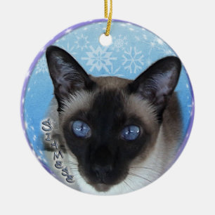 SIAMESE CAT-STRIKING BLUE EYES-kerstversiering Keramisch Ornament