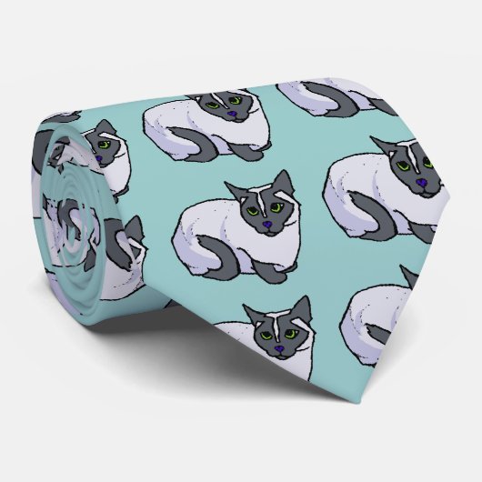 Siamese Cat Stropdas (Opgerold)