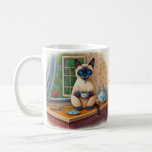 Siamese Cat Tea Time Mug (Gauche)