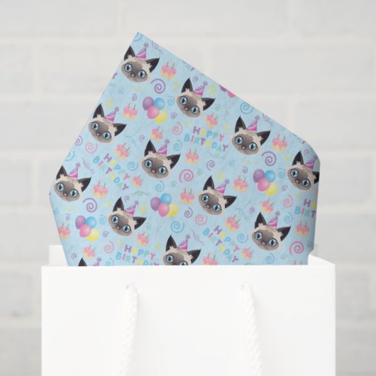 Siamese Cat Tissue Paper in Blue Tissuepapier (Cadeauzakje)