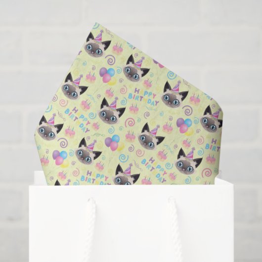 Siamese Cat Tissue Paper in Yellow Tissuepapier (Cadeauzakje)