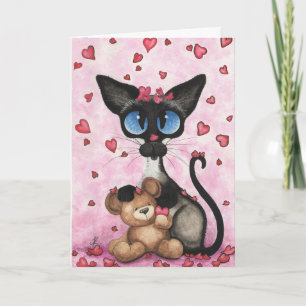 Siamese Cat Valentijn Be Mine Beer beroemd gemaakt Feestdagen Kaart