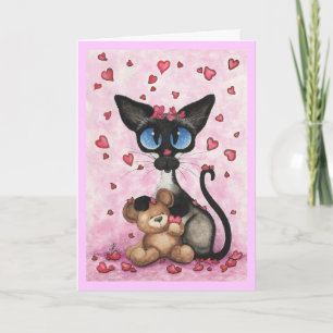 Siamese Cat Valentijnsdag Kaart