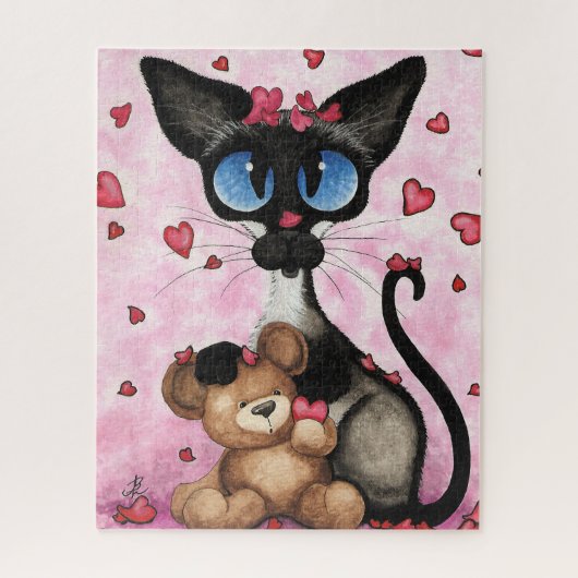 Siamese Cat Valentines Day by Bihrle Legpuzzel (Verticaal)