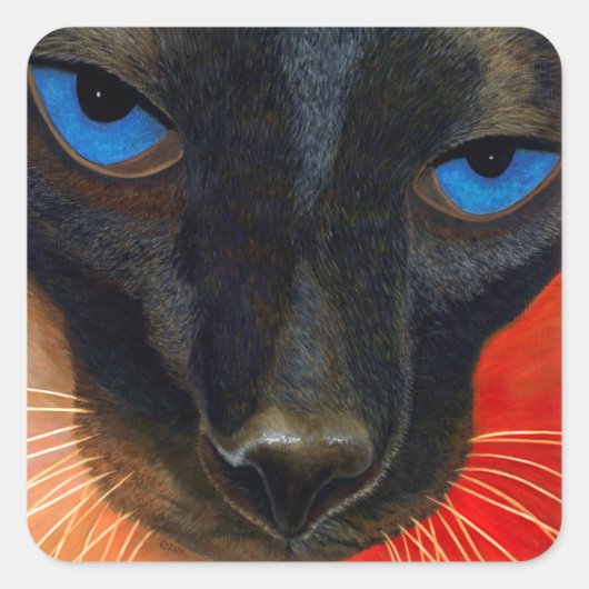 Siamese Cat Vierkante Sticker (Voorkant)