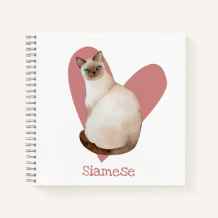 Siamese Cat Waterverf Kat Roze Heart Journal Notitieboek