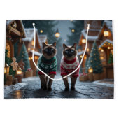 Siamese Cats Christmas Snow Holiday Groot Cadeauzakje (Voorkant)