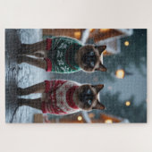 Siamese Cats Christmas Snow Holiday Legpuzzel (Horizontaal)