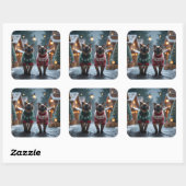Siamese Cats Christmas Snow Holiday Vierkante Sticker (Vel)