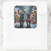 Siamese Cats Christmas Snow Holiday Vierkante Sticker (Tas)