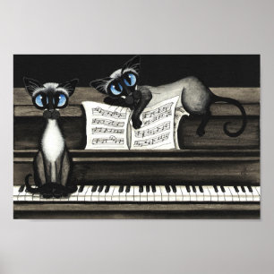 Siamese Cats Piano Music Poster