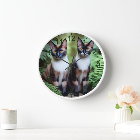 Siamese Chat Twins, horloge murale (Maison)