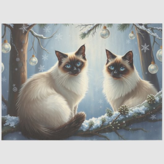 Siamese Christmas Cats Tissue Paper Tissuepapier (Voorkant)