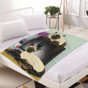 Siamese computer katten onheil fleece deken
