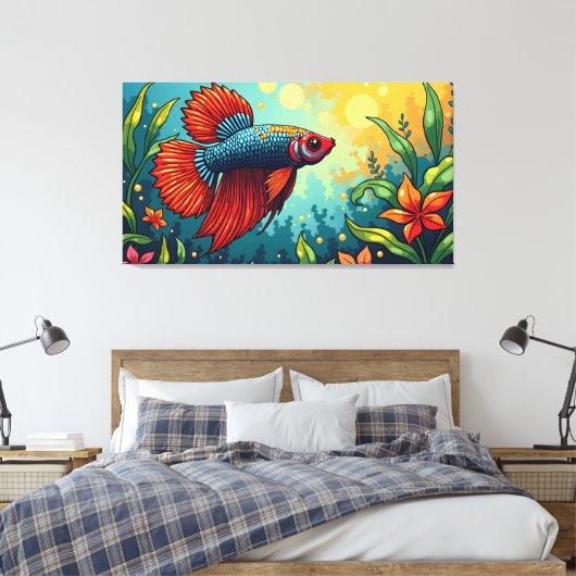 Siamese fighting fish canvas afdruk (Insitu (Slaapkamer))