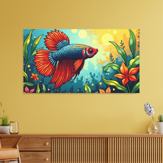 Siamese fighting fish canvas afdruk (Insitu (Woonkamer))