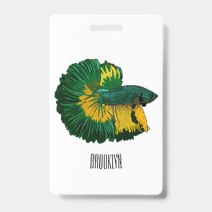 Siamese gevechtsvis cartoon illustratie badge