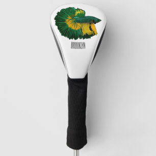 Siamese gevechtsvis cartoon illustratie golfheadcover