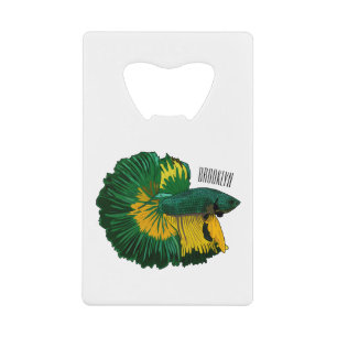 Siamese gevechtsvis cartoon illustratie kredietkaart flessenopener