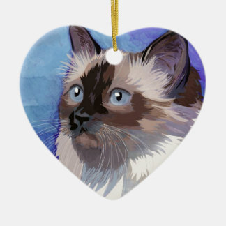 Siamese Himalayan Cat met lange haren Keramisch Ornament