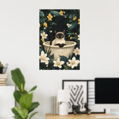 Siamese In Bathtub Poster, Funny Cat Poster (Bureau à domicile)