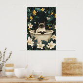 Siamese In Bathtub Poster, Funny Cat Poster (Cuisine)