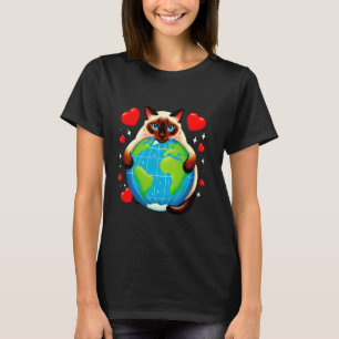 Siamese Kat Aardedag Knuffel Liefde Eigenaar Plane T-shirt