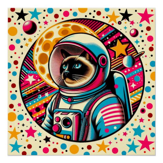 SIAMESE KAT-ASTRONAUT 3 PERFECT POSTER (Voorkant)