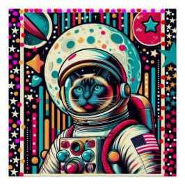 SIAMESE KAT-ASTRONAUT 5 PERFECT POSTER