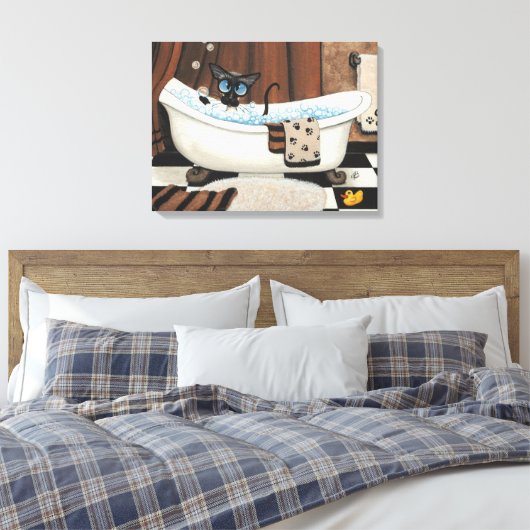 Siamese Kat Badkamer ArT van BiHrLe Canvas Print (Insitu (Slaapkamer))